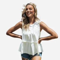 Women's Eyelet Ruffled Tank Top - Cupshe -Cupshe GUEST 23bda290 ae64 4a7a 897b fbaf4c152062