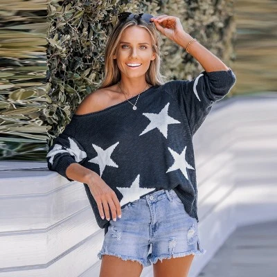 Women's Star Print One-Shoulder Sweater - Cupshe 8 Women's Star Print One-Shoulder Sweater - Cupshe - Image 6