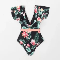 Women's V Neck Ruffle One Piece Swimsuit Tropical Floral Bathing Suit - Cupshe -Cupshe GUEST 26a4d0d9 3751 4875 9e5e 8c0d7001c83b