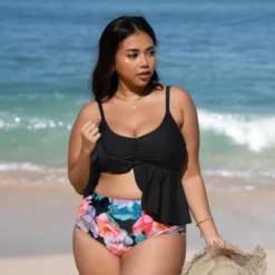 Women's Plus Size Flutter High Waist Tankini Set - Cupshe -Cupshe GUEST 276b3f79 6c79 48ac 86d4 0333d566488e