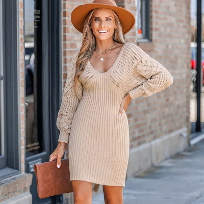Women's Crochet V-Neck Mini Sweater Dress - Cupshe 5 Women's Crochet V-Neck Mini Sweater Dress - Cupshe - Image 3