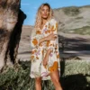 Women's Long Sleeve Floral Buttoned Shirt Dress- Cupshe -Orange/White -Cupshe GUEST 28d7983a 65b6 4782 863e a733a762a276