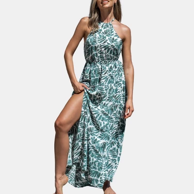 Women's Leaf Halter Maxi Dress - Cupshe 7 Women's Leaf Halter Maxi Dress - Cupshe - Image 5