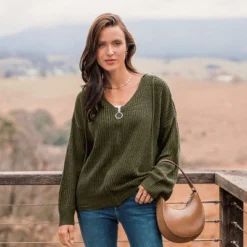 Women's Crochet O-Ring Zipper Sweater - Cupshe -Cupshe GUEST 29d5f036 cfc3 41e0 96d8 98523e3fdd6a