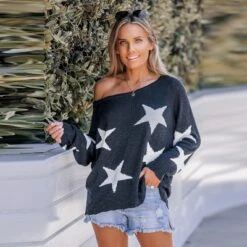 Women's Star Print One-Shoulder Sweater - Cupshe 12 Women's Star Print One-Shoulder Sweater - Cupshe -Cupshe GUEST 2a109899 8364 4523 89a0 4e414c2c38a5