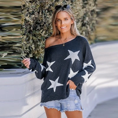 Women's Star Print One-Shoulder Sweater - Cupshe 5 Women's Star Print One-Shoulder Sweater - Cupshe - Image 3