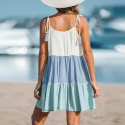 Women's Colorblock Tassel Tie Mini Dress - Cupshe -Cupshe GUEST 2c8ee5ce 13a8 4b08 9454 4b308e763a66