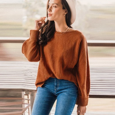 Women's Neutral Split Hem Relaxed Sweater - Cupshe 3 Women's Neutral Split Hem Relaxed Sweater - Cupshe
