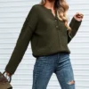 Women's Textured Half-Button Drop Shoulder Sweater -Cupshe