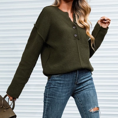 Women's Textured Half-Button Drop Shoulder Sweater -Cupshe 3 Women's Textured Half-Button Drop Shoulder Sweater -Cupshe