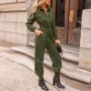 Women's Olive Collared Long Sleeve Jumpsuit - Cupshe -Cupshe GUEST 2f483a0b cf13 4a8e b391 d57ada321ead