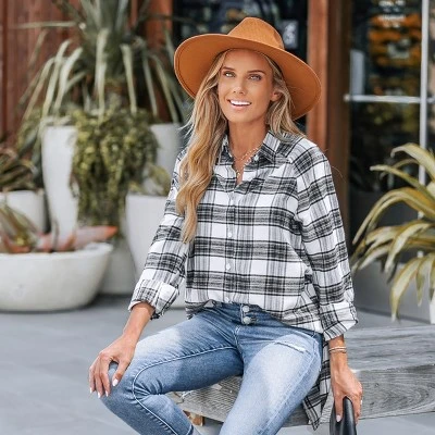 Women's Plaid Button-Front Flannel Shirt - Cupshe 4 Women's Plaid Button-Front Flannel Shirt - Cupshe - Image 2