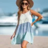 Women's Colorblock Tassel Tie Mini Dress - Cupshe