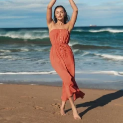 Women's Drawstring Ruffled Maxi Tube Dress - Cupshe -Cupshe GUEST 2fa124fd 141e 4597 8b74 2ed0ec613261