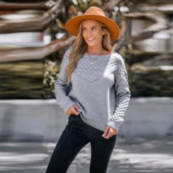 Women's Rib Long Sleeve Sweater - Cupshe -Cupshe GUEST 30adf5aa ee3b 4b23 b0c1 788eba62bb2b