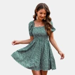 Women's Floral Smocking Square Neck Mini Dress - Cupshe -Cupshe GUEST 30eb6bd1 1855 49ce bcbb b5bb42fdce34