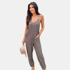 Women's Rib Knit V-Neck Jogger Jumpsuit - Cupshe -Cupshe GUEST 33c18cf7 d8ca 4967 9546 a36f147a9f68