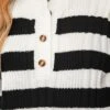 Women's Striped Half-Buttoned Sweater - Cupshe -Cupshe GUEST 33f0ffbc a8f7 4f05 89aa e4781ea6f34f