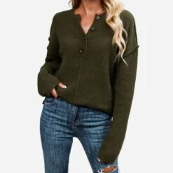 Women's Textured Half-Button Drop Shoulder Sweater -Cupshe 10 Women's Textured Half-Button Drop Shoulder Sweater -Cupshe -Cupshe GUEST 3419869f 523c 4668 a7db 3916e458152d