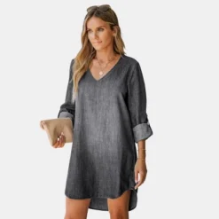 Women's Stonewash Denim V-Neck Mini Dress - Cupshe -Cupshe GUEST 349e14ad 2a55 4b90 a469 f833e2f52001