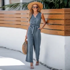 Women's Belted V-Neck Buttoned Jumpsuit - Cupshe 13 Women's Belted V-Neck Buttoned Jumpsuit - Cupshe -Cupshe GUEST 34e855c6 7162 40d1 b65a 8f37af6b9a9f