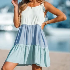 Women's Colorblock Tassel Tie Mini Dress - Cupshe -Cupshe GUEST 363e55e1 cc1b 4100 8ed2 3f1991921f75