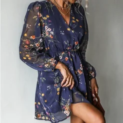 Women's Floral Long Peasant Sleeve Chiffon A-Line Mini Dress - Cupshe -Cupshe GUEST 3995efe3 a2de 4270 abf3 6397a4ccf83f