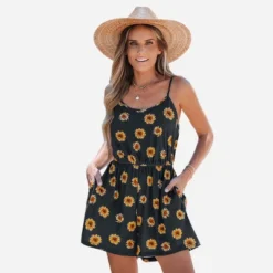 Women's Sunflower Cami Romper - Cupshe -Cupshe GUEST 39ee1380 adff 43cd 82d4 b4e3d4f59a17