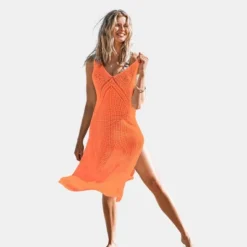 Women's Hollow Out Sleeveless V Neck Knee Length Cover Up - Cupshe -Cupshe GUEST 3a94c2d5 2f9b 4343 a292 0039dd5aeb48