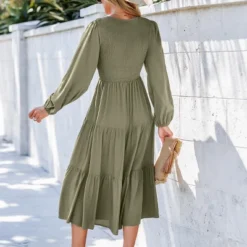 Women's V-Neck Smocked Midi Dress - Cupshe -Cupshe GUEST 3ac45f40 3daa 4a44 a04e e7df8a926a0d