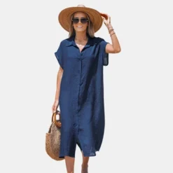 Women's Buttoned Cover Up Shirt Dress - Cupshe -Cupshe GUEST 3aea58f5 cd53 4ce1 95ed ea31158467d5