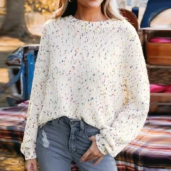 Women's Rainbow Pom Pom Drop Sleeve Sweater - Cupshe -Cupshe GUEST 3c8f150d 34e9 4a17 af2b 336263fbd603