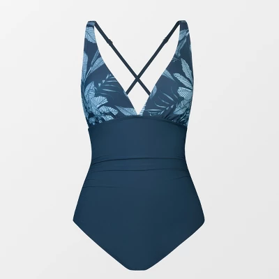 Women's Leaf Print Cross Back One Piece Swimsuit - Cupshe 6 Women's Leaf Print Cross Back One Piece Swimsuit - Cupshe - Image 4