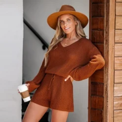 Women's Chunky Knit Drawstring Romper - Cupshe -Cupshe GUEST 3e613ae8 8e6d 4921 88e3 579671f037f8
