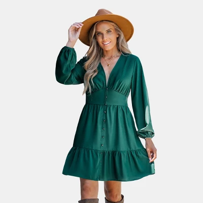 Women's Emerald Button-Loop Mini Dress - Cupshe 10 Women's Emerald Button-Loop Mini Dress - Cupshe - Image 8