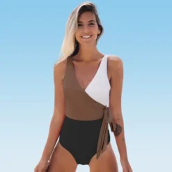 Women's Color Block Tie Side One Piece Swimsuit - Cupshe -Cupshe GUEST 3f7ec9d4 ba99 4834 ab94 8c22e5607520
