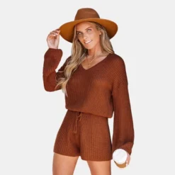 Women's Chunky Knit Drawstring Romper - Cupshe -Cupshe GUEST 3f8b9868 0fe6 4afc 8716 5756aa271793