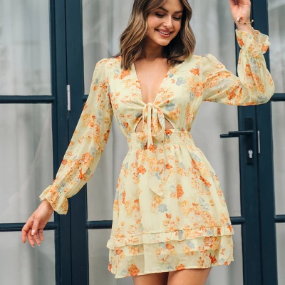 Women's V Neck Floral Cutout Mini Dress - Cupshe 4 Women's V Neck Floral Cutout Mini Dress - Cupshe - Image 2