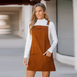 Women's Corduroy Mini Overall Dress - Cupshe -Cupshe GUEST 40b67263 d3b5 4a99 81f5 94668d051d49