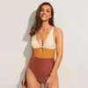 Women's Color Block Keyhole One Piece Swimsuit - Cupshe
