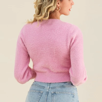 Women's V Neck Pull Over Crop Long Sleeve Sweater - Cupshe 5 Women's V Neck Pull Over Crop Long Sleeve Sweater - Cupshe - Image 3