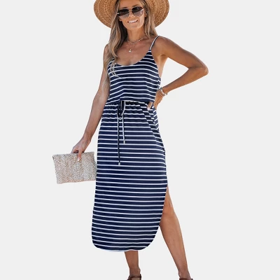 Women's Striped Drawstring Waist Midi Dress - Cupshe 10 Women's Striped Drawstring Waist Midi Dress - Cupshe - Image 8