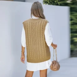Women's Cable Knit V Neck Sweater Vest - Cupshe -Cupshe GUEST 44a3622c 40ab 4674 a8cb 1e36ee2b2259