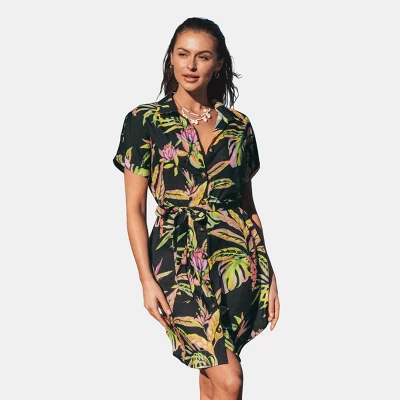 Women's Tropical Leaf Shirt Collar Dress - Cupshe 8 Women's Tropical Leaf Shirt Collar Dress - Cupshe - Image 6