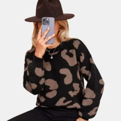 Women's Leopard Print Drop Sleeve Sweater - Cupshe -Cupshe GUEST 462627e3 9b3b 48ea 8cc8 92c20c1af8c3
