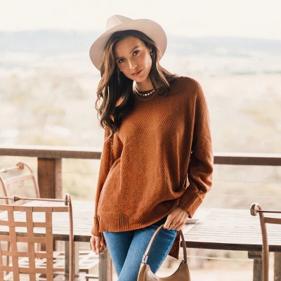 Women's Neutral Split Hem Relaxed Sweater - Cupshe 8 Women's Neutral Split Hem Relaxed Sweater - Cupshe - Image 6