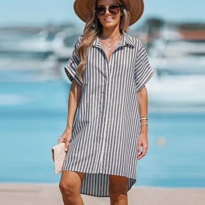 Women's Striped Mini Shirt Dress - Cupshe 7 Women's Striped Mini Shirt Dress - Cupshe - Image 5
