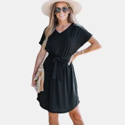 Women's V-Neck Short Sleeve Mini Dress - Cupshe -Cupshe GUEST 476b6a8c e33a 4861 b4e4 02c6840852e5