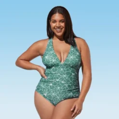Women's Floral V-neck Shirred Tie Back Plus Size One Piece Swimsuit - Cupshe -Cupshe GUEST 47d53527 bd41 4ca7 b51a fa2f6f80993c