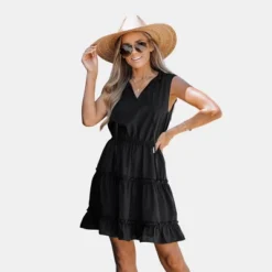 Women's Ruffled Tie Neck Mini Dress - Cupshe -Cupshe GUEST 49b3a77a c590 4a8a bdc9 8b7fbbb5fc1f